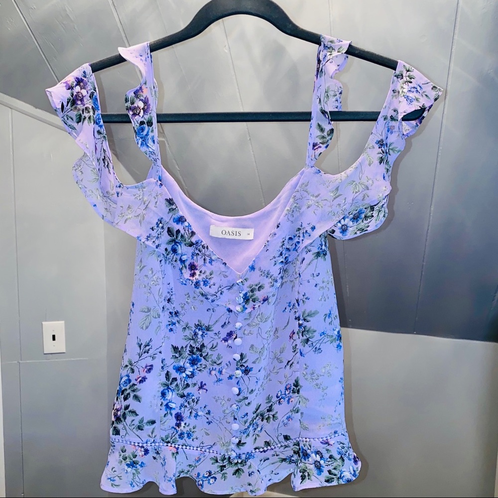 OASIS Ditsy Ruffle Cami Top - Picture 3 of 8